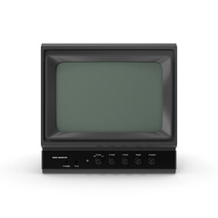 Vintage Black and White Video Monitor isolated on transparent background