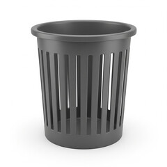 A plastic black waste paper basket isolated on white