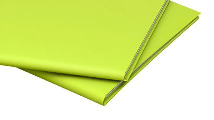 Two Light Green Folders Stacked Angular View, cut out transparent