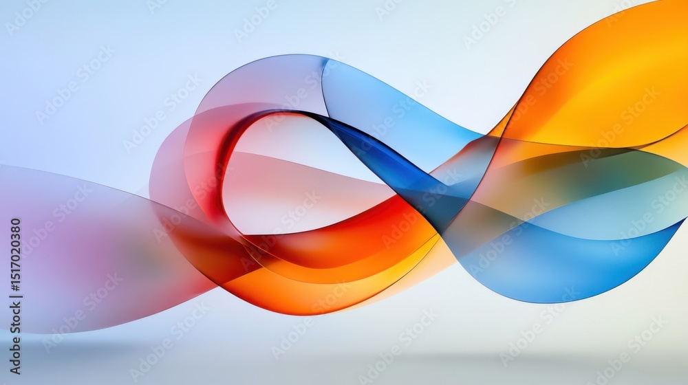 Poster a dynamic arrangement of flowing shapes intertwines in a captivating display of orange, blue, and re