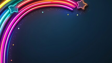Obraz premium Neon rainbow stars, colorful background