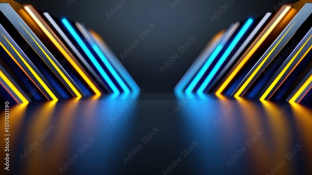 Poster colorful triangular patterns create an energetic atmosphere in a contemporary setting. the interplay
