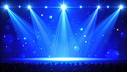 Blue stage lights illuminating audience