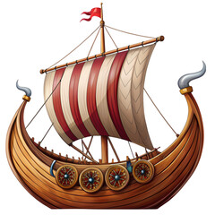 Viking Longship A Detailed Illustration isolated on transparent baackground