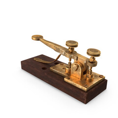 Vintage telegraph device isolated on transparent background