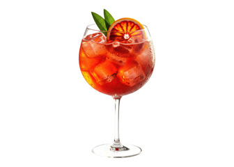 vibrant blood orange spritz cocktail, transparent glass overlay