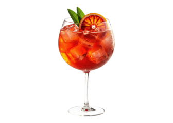 vibrant blood orange spritz cocktail, transparent glass overlay