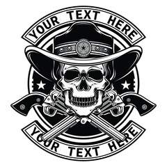 cowboy skull gun logo