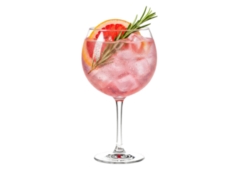 refreshing grapefruit gin tonic, transparent glass overlay