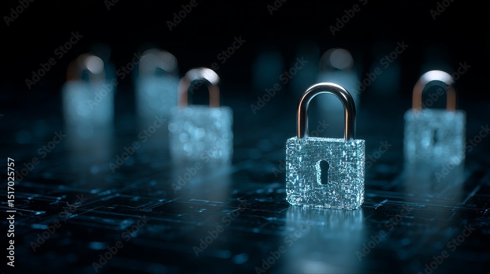 Aufkleber digital padlocks cyber security network protection data privacy digital technology secure informatio