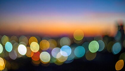 Blurred city lights at sunset