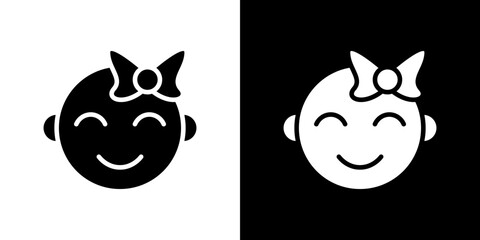 Baby girl face icon symbols. Vector illustration.