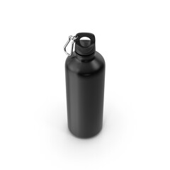 Black water bottle isolated on transparent background