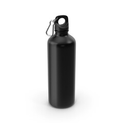 Black water bottle isolated on transparent background