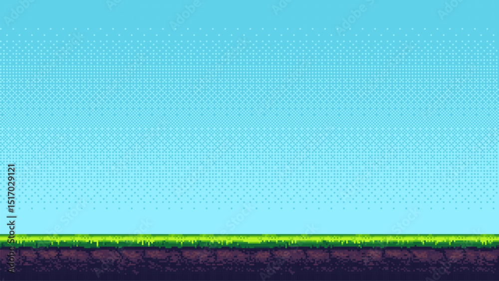Leinwandbilder 8-bit pixel art background for a video game. 2d platformer. side-scrolling game. simple blue sky wit