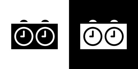 Chess clock icon symbols. Vector illustration.