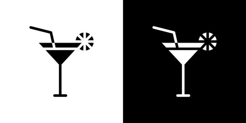 Citrus Martini glass icon symbols. Vector illustration.
