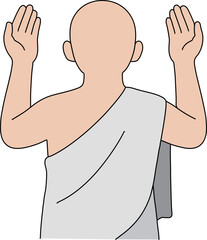 祈りを捧げる巡礼者の後ろ姿