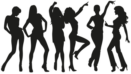 Fototapeta premium Silhouettes of Dancing Women – Celebration, Fashion, and Fun Concept