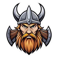 Viking Warrior Portrait A Digital Illustration isolated on transparent baackground