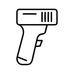 Obraz premium Barcode scanner in minimalist outline style on white background 