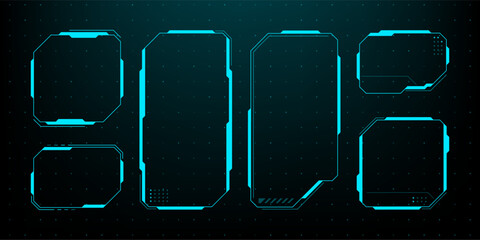 A set of futuristic HUD frames. vector graphics. cyberpunk style. sci-fi frame border for game UI and user interface design. Text boxes set in abstract tech style. © hiten666