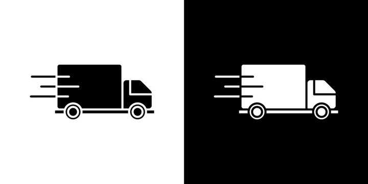 Fast shipping delivery truck icon symbols. Vector illustration.