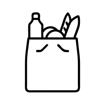 grocery bag filled with food clip art preview