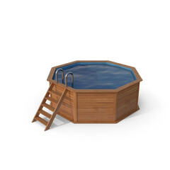 Wooden Above-Ground Swimming Pool with Ladder isolated on transparent background