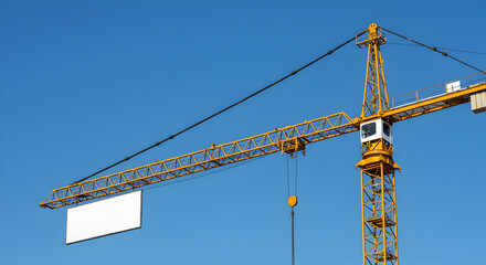 Construction Crane Mockup Blank Sign Advertising Template