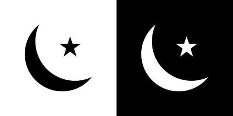 Islam star and crescent icon symbols. Vector illustration.