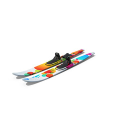 Colorful Kids&rsquo; Snow Skis with Bindings isolated on transparent background