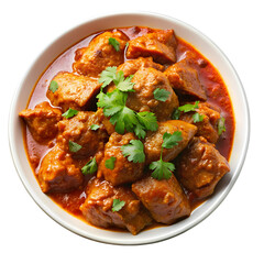 Spicy Chicken Curry in a Bowl isolated on transparent baackground