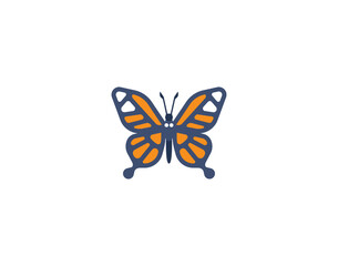 Butterfly vector emoticon. Butterfly emoji illustration. Color Butterfly icon