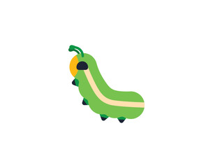 Bug vector emoticon. Caterpillar emoji illustration. Color silk worm icon
