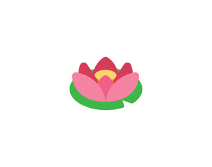 Lotus flower vector emoticon. Lotus emoji illustration. Color Lotus icon
