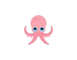 Octopus vector emoticon. Octopus emoji illustration. Color Octopus icon