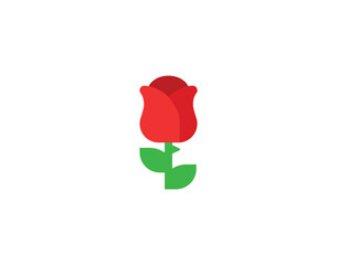 Rose vector emoticon. Rose emoji illustration. Color Rose icon