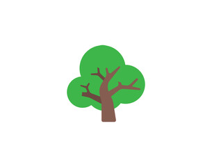 Oak tree vector emoticon. Oak tree emoji illustration. Color Oak tree icon