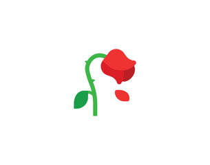 Wilted rose vector emoticon. Wilted flower emoji illustration. Color Wilted rose icon
