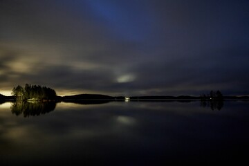 Serene Night Lake Reflection