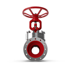 Industrial Red Gate Valve isolated on transparent background