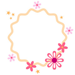 Groovy border with flower. Cute frame with flower