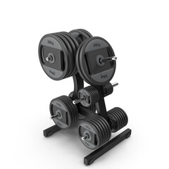 Adjustable Dumbbell and Weight Plate Set on Rack isolated on transparent background