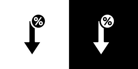 Percent down icon symbols. Vector illustration.