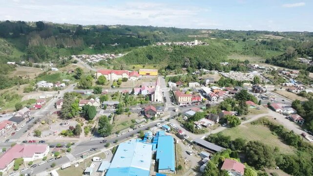 Aerial view historic church with san agustin parish puerto octay