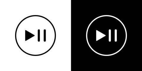 Play pause icon symbols. Vector illustration.