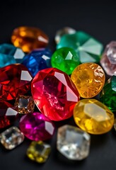 Fototapeta premium bunch of different colored diamonds on a table