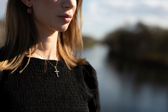 young business woman in city