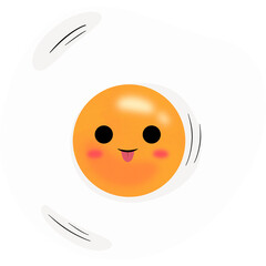 Fried Egg Playful Face Cartoon